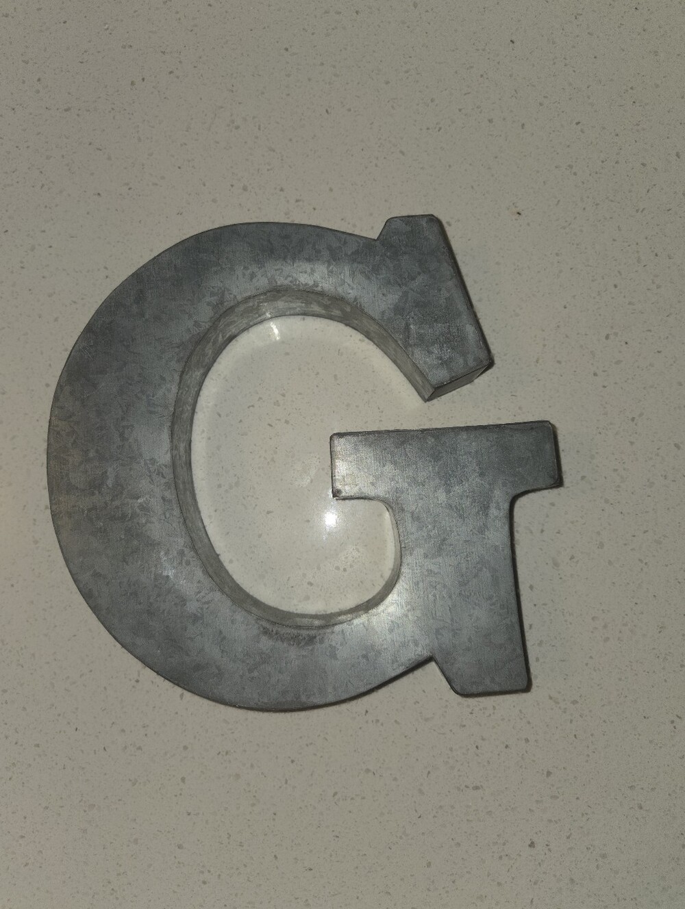 Decorative Metal Tin Letter 'G' Wall Decor Accent - Silver